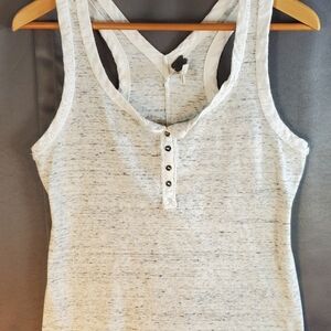 We the Free Girls Sz L Tank Top Raw Edge Tank Top- Gray w White Trim Cropped